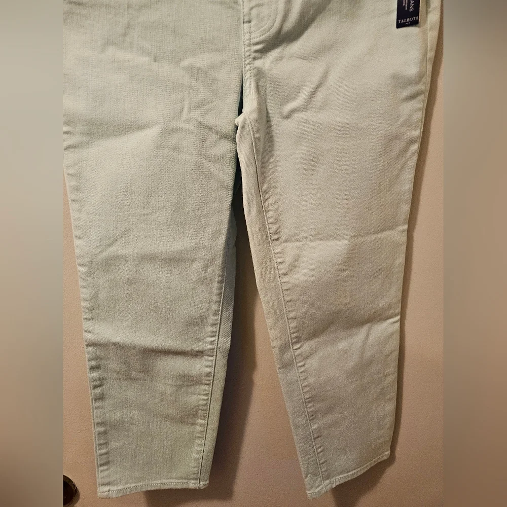 Talbots Simply Flattering Straight Leg Crop Jeans Slimming Mint Womens Sz 4P NWT